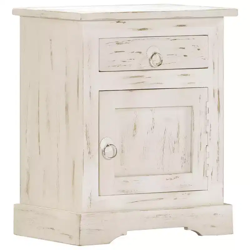 Bedside Cabinet White Solid Mango Wood 15.7