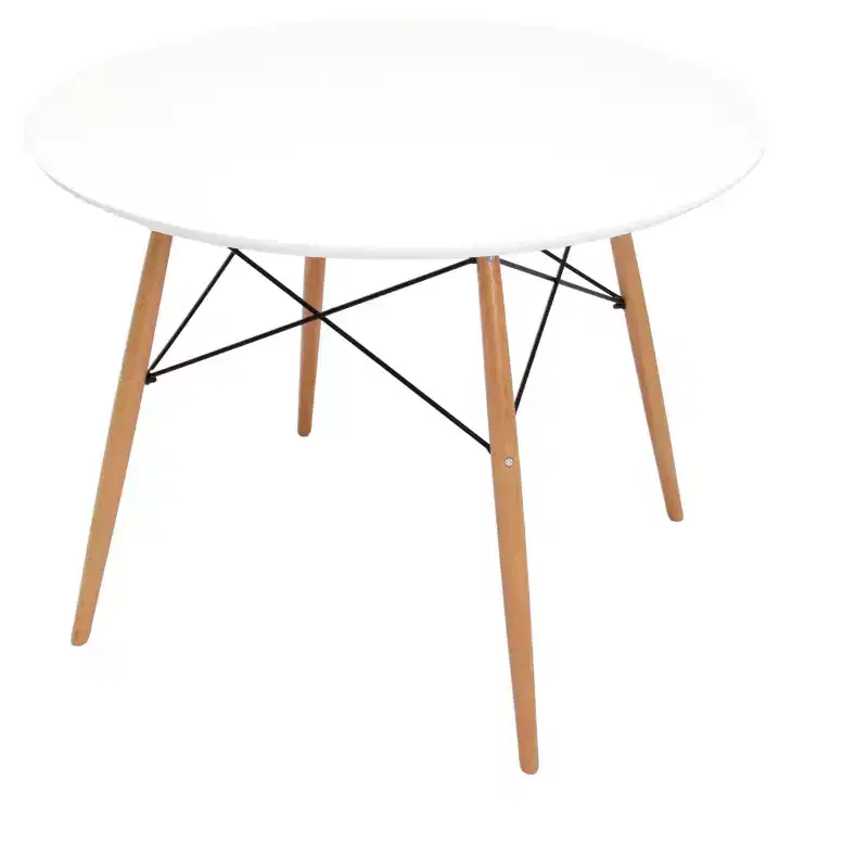 HomeRoots 36 White and Natural Wood Round Top Dining Table