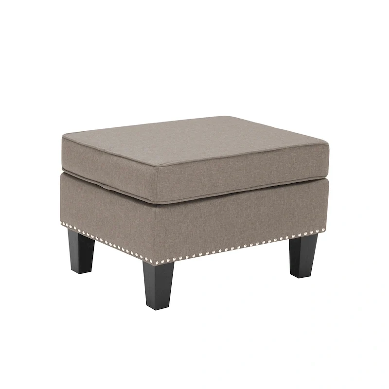 Grey Fabric Accent Ottoman Footstool, Single Seat