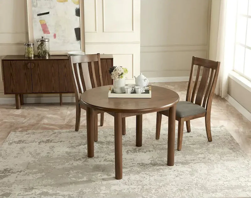 42 Round Dining Table for 4 Person, Retro Kitchen Table, Wooden Dinner Room Table with Solid Wood Legs,Ultra Easy to Assemble