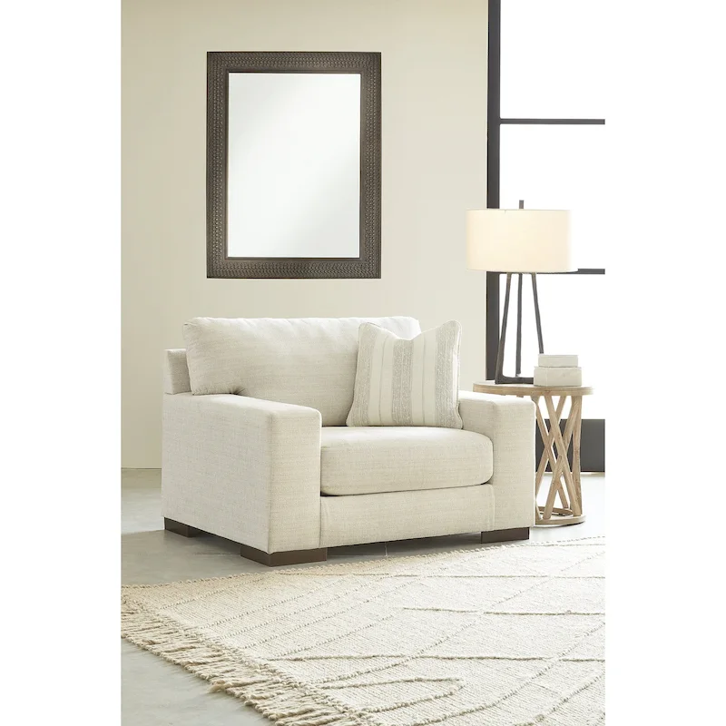 Oversized Accent Chair with Platform Foundation & Reversible Cushions – Neutral