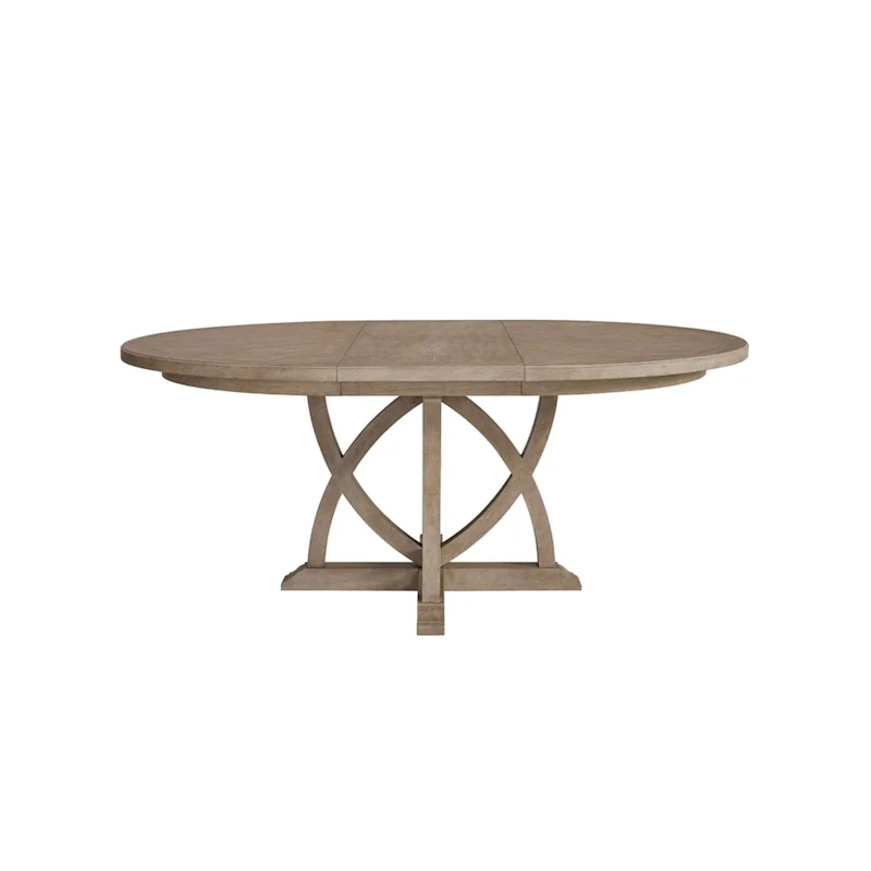 54  Round Expandable Table W/ 4 Chairs and Cement Top Server 6PC