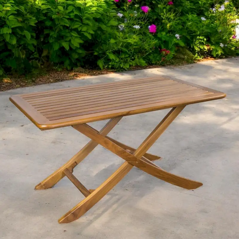 HomeRoots 43 Brown Solid Wood Folding Outdoor Picnic Table