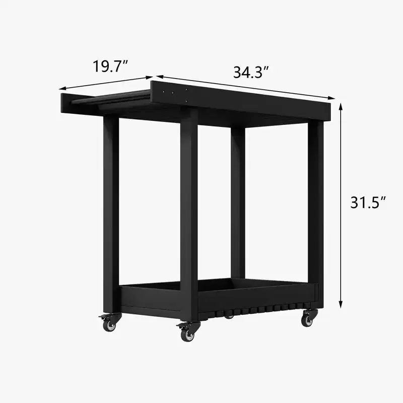 Versatile Serving Cart - Double Deck Outdoor Prep Cart with Wheels and Rack with Lid - 500 lb Capacity - Suitable for Home, Office, Patio and BBQ
